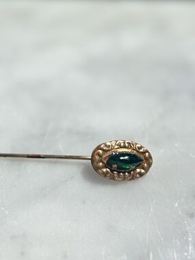 Vintage Brass and Glass 19th Century Stick/hat Pin
